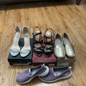 Lote de zapatos de mujer quedan  8 1/2. Windsor,dress barn,Clark’s and adidas